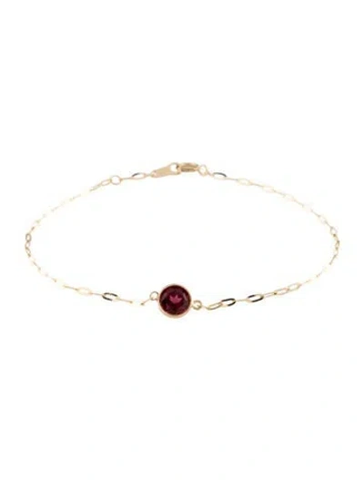 Pre-owned Bracelet 14k Garnet Charm , 7" In Multi