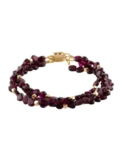 Pre-owned Bracelet 14k Garnet Multistrand , 7"