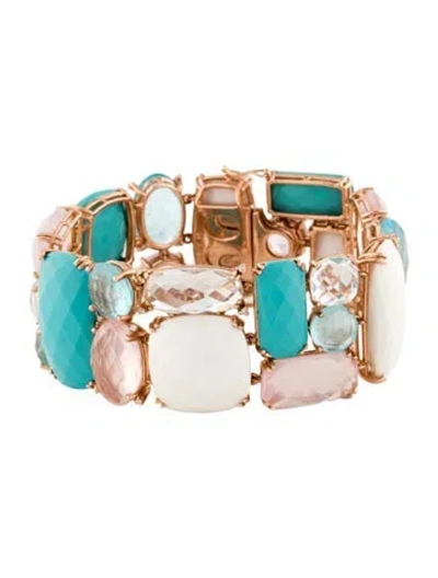 Pre-owned Bracelet 14k Glass & Multi-stone , 7" In Blue