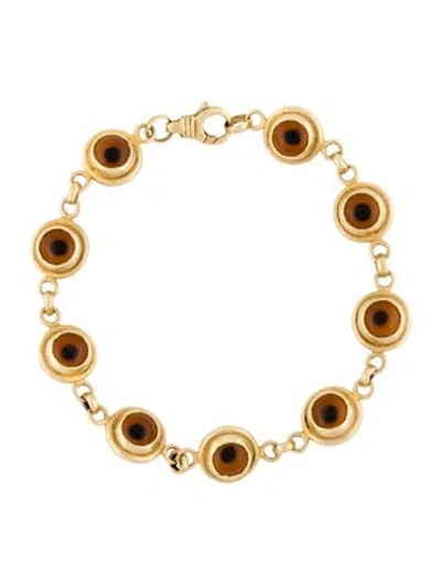 Pre-owned Bracelet 14k Glass Eye Station , 7.25" In Multi
