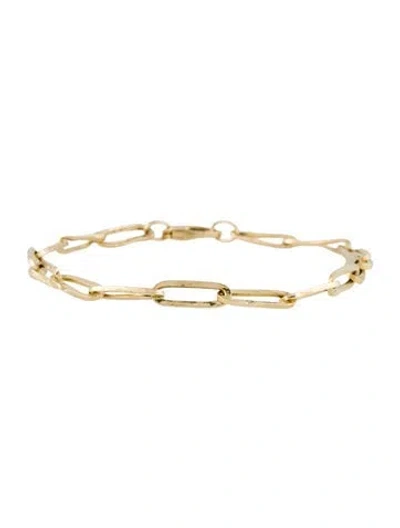 Pre-owned Bracelet 14k Hammered Paperclip Link , 7" In Multi