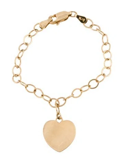 Pre-owned Bracelet 14k Heart Charm Link , 4.75" In Multi