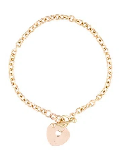 Pre-owned Bracelet 14k Heart Charm Toggle , 6.75" In Multi