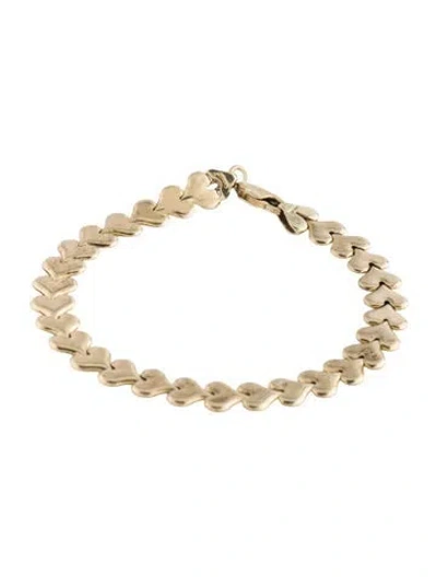 Pre-owned Bracelet 14k Heart Link , 7" In Multi