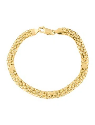 Pre-owned Bracelet 14k Heart Mesh Link  In Multi