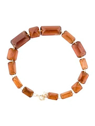 Pre-owned Bracelet 14k Hessonite Garnet Link , 8" In Multi