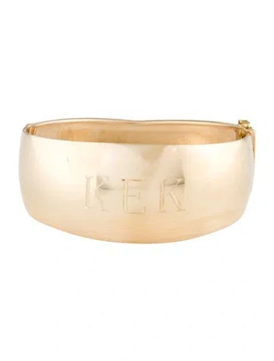 Pre-owned Bracelet 14k Hinged Dome Bangle, 7" In Multi