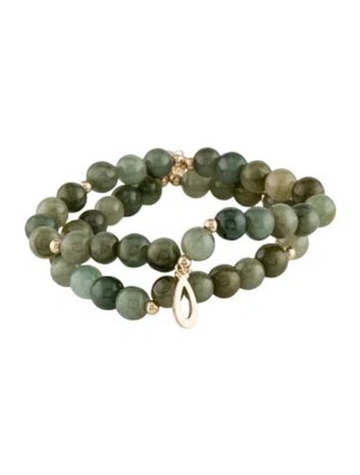 Pre-owned Bracelet 14k Jadeite Bead Charm , 6" In Multi
