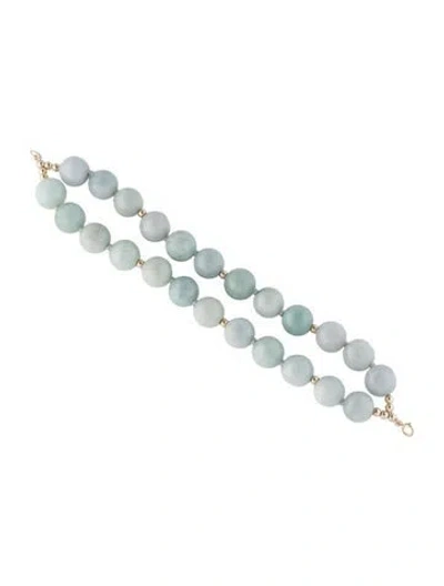 Pre-owned Bracelet 14k Jadeite Double Strand Bead , 6.75" In Multi