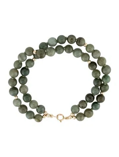 Pre-owned Bracelet 14k Jadeite Double Strand Bead , 6.75" In Multi