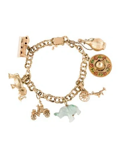 Pre-owned Bracelet 14k Jadeite Iconic Charm , 6.5" In Multi