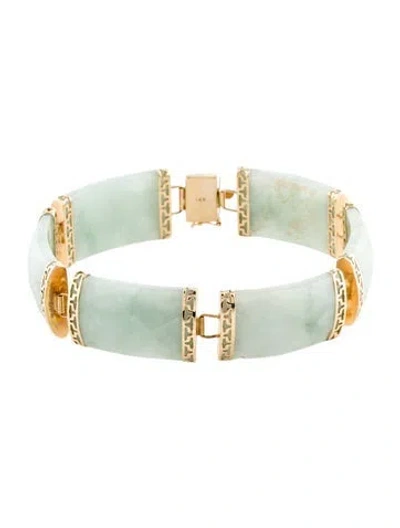 Pre-owned Bracelet 14k Jadeite Link , 7.5" In Multi