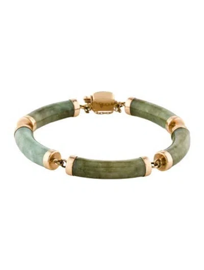Pre-owned Bracelet 14k Jadeite Link , 8.25" In Multi