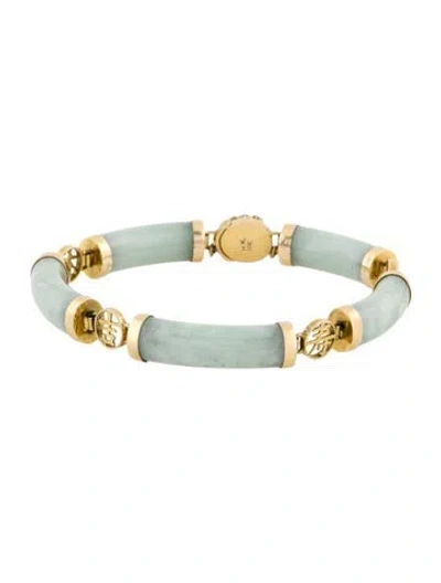 Pre-owned Bracelet 14k Jadeite Station , 6.75" In Multi