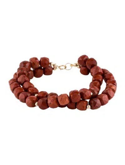 Pre-owned Bracelet 14k Jasper Double Strand Bead , 6.5" In Multi