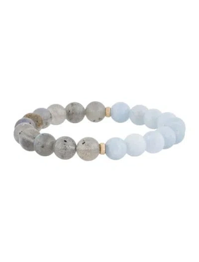 Pre-owned Bracelet 14k Labradorite & Dyed Quartzite Bead , 6" In Multi