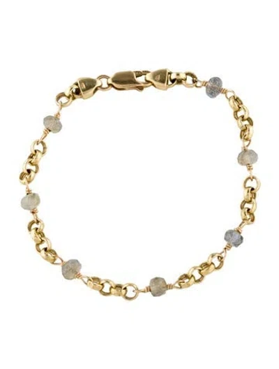 Pre-owned Bracelet 14k Labradorite Station , 6.5" In Multi