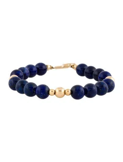 Pre-owned Bracelet 14k Lapis Lazuli Bead , 6.5" In Multi