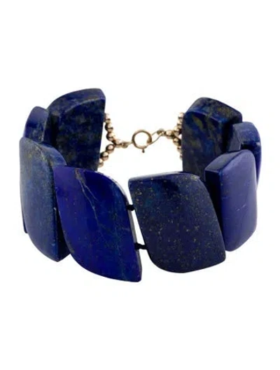 Pre-owned Bracelet 14k Lapis Lazuli Bead , 6.5" In Multi