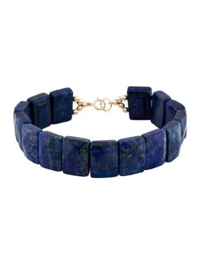 Pre-owned Bracelet 14k Lapis Lazuli Bead , 7.25" In Multi
