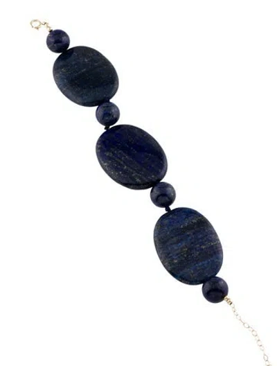 Pre-owned Bracelet 14k Lapis Lazuli Bead , 8" In Multi