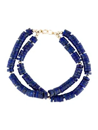 Pre-owned Bracelet 14k Lapis Lazuli Double Strand Bead , 6.5" In Multi