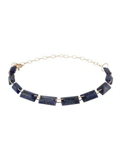 Pre-owned Bracelet 14k Lapis Lazuli Link , 7" In Multi
