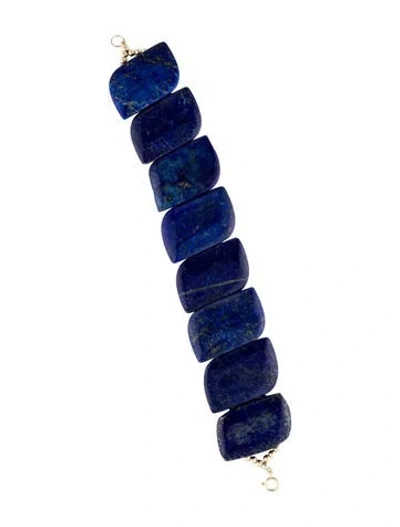 Pre-owned Bracelet 14k Lapis Lazuli Link , 7.25" In Multi