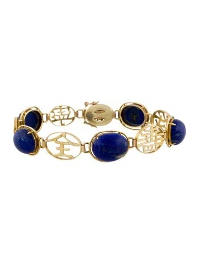 Pre-owned Bracelet 14k Lapis Lazuli Station , 6.5" In Multi