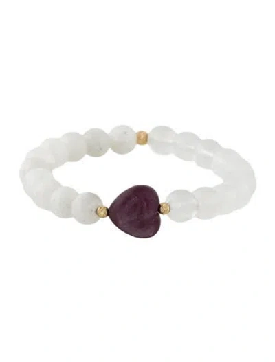 Pre-owned Bracelet 14k Lepidolite & Moonstone Labradorite Bead , 6" In Multi