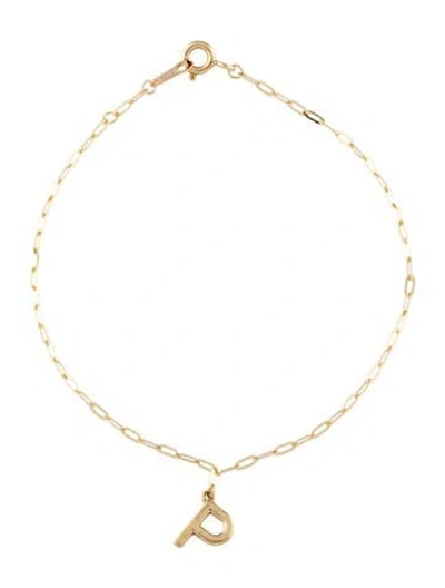Pre-owned Bracelet 14k Letter "p" Initial Charm , 6.75" In Multi