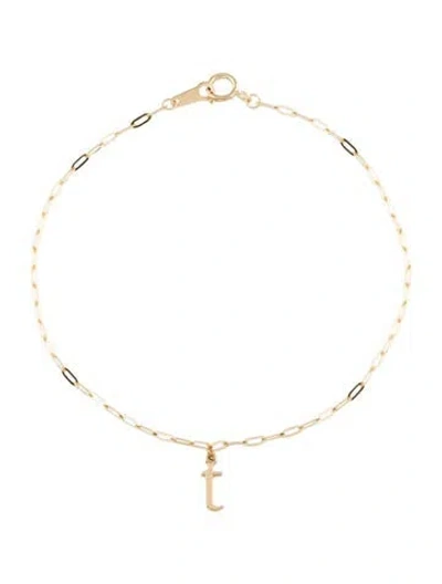 Pre-owned Bracelet 14k Letter 't' Initial Charm , 6.75" In Multi