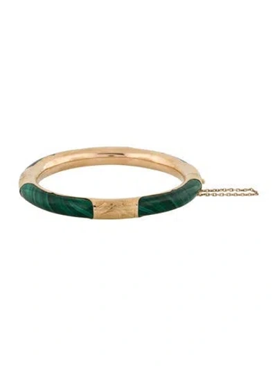 Pre-owned Bracelet 14k Malachite Bangle , 7" In Multi