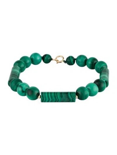 Pre-owned Bracelet 14k Malachite Bead , 6.75" In Multi
