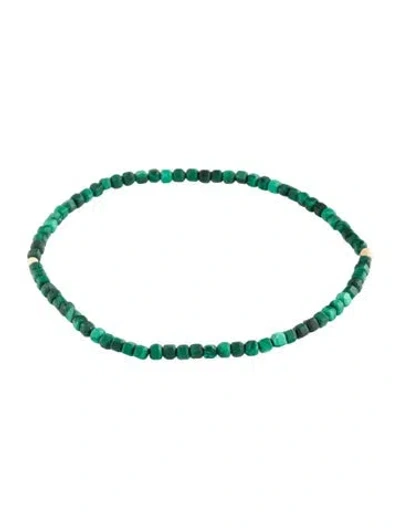 Pre-owned Bracelet 14k Malachite Bead Strand , 6.5" In Multi