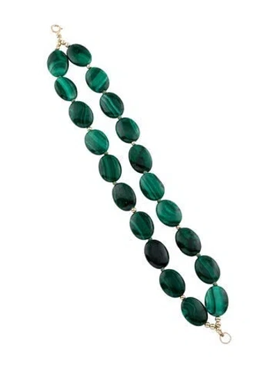 Pre-owned Bracelet 14k Malachite Double Strand , 7.5" In Multi