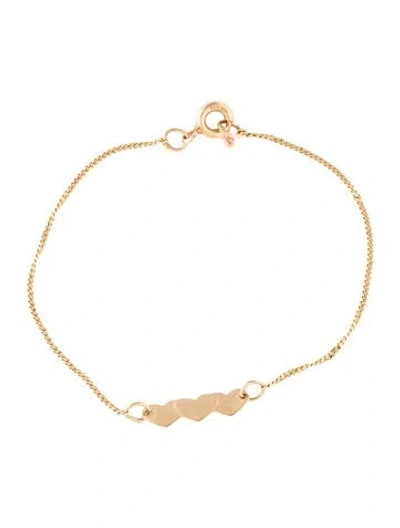 Pre-owned Bracelet 14k Mini Triple Heart Charm , 5.25" In Multi