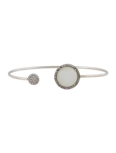 Pre-owned Bracelet 14k Moonstone & Diamond Cuff , 6.25" In Multi