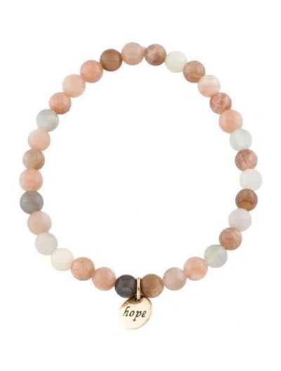 Pre-owned Bracelet 14k Moonstone & Sunstone 'hope' Bead , 6.75" In Multi