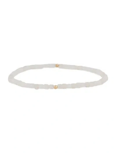 Pre-owned Bracelet 14k Moonstone Labradorite Beaded Stretch, 6.75" In Multi