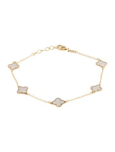 Pre-owned Bracelet 14k Mother Of Pearl Link , 7" In Multi