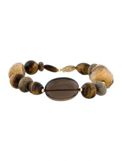 Pre-owned Bracelet 14k Mulistone Bead , 6.5" In Multi