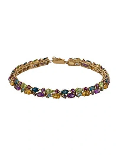 Pre-owned Bracelet 14k Multi-color Stone Link , 7.25"
