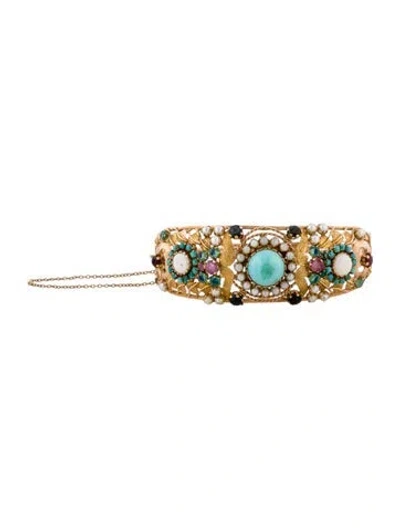 Pre-owned Bracelet 14k Multi-stone Bangle , 6.75"