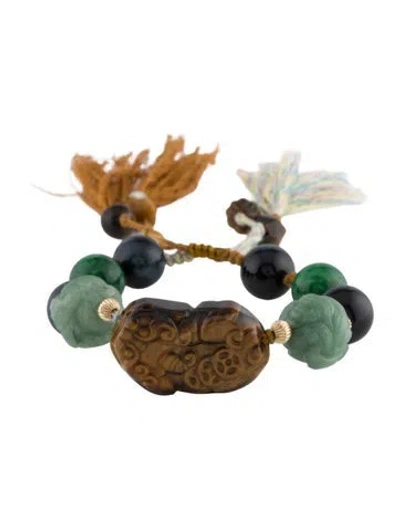 Pre-owned Bracelet 14k Multistone Bead , 7.75"