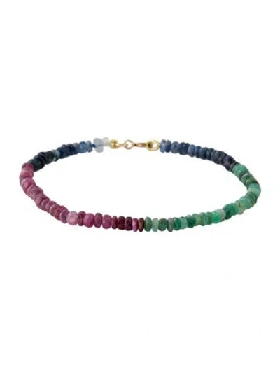 Pre-owned Bracelet 14k Multi-stone Beaded , 6.25"