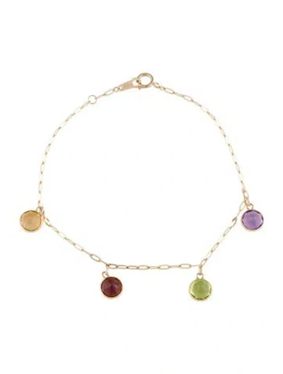 Pre-owned Bracelet 14k Multistone Charm , 6.75"