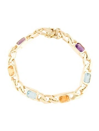 Pre-owned Bracelet 14k Multi-stone Curb Chain , 7"