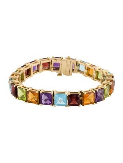 Pre-owned Bracelet 14k Multistone Link , 6.25"