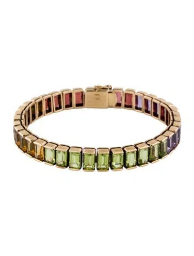 Pre-owned Bracelet 14k Multistone Link , 6.5"